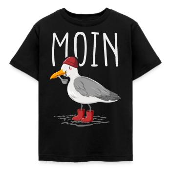 Moin Möwe Seemann - Kinder T-Shirt - Schwarz - Vorne - AI Model Kid Female (0cm)