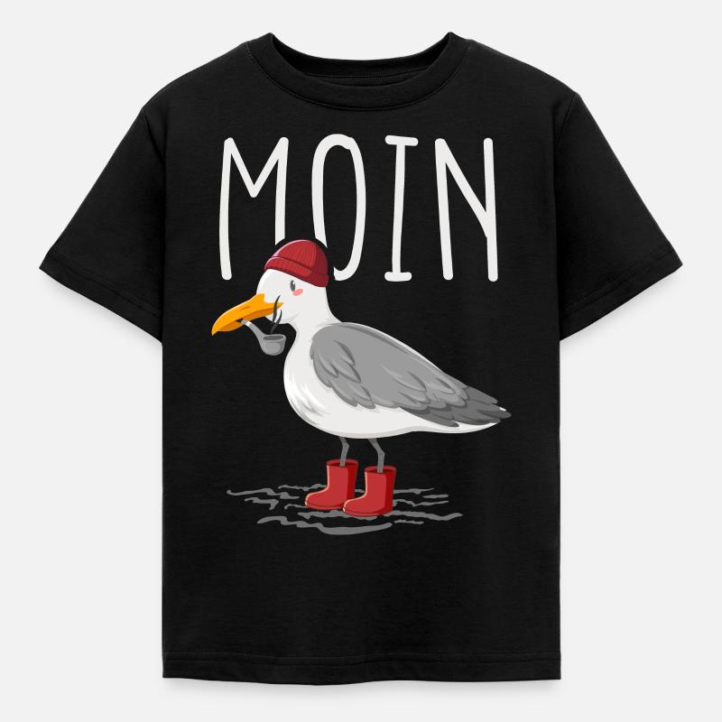 Moin Möwe Seemann - Kinder T-Shirt - Schwarz