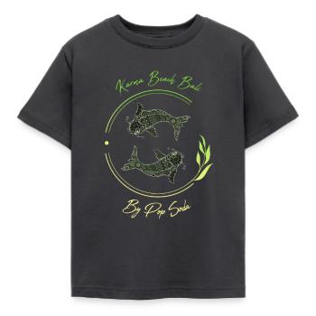 Karma Beach fishes yellow green - Kids' T-Shirt - dark grey - Front - AI Model Kid Female (0cm)