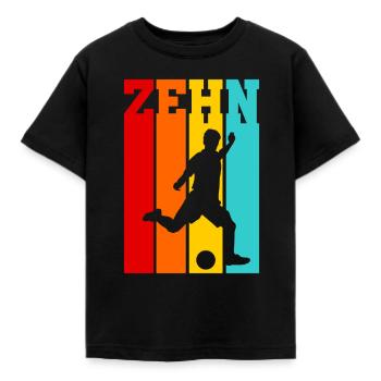 Zehn Jahre alt - Alter - Geburtstag - Kind Fußball - Kinder T-Shirt - Schwarz - Vorne - AI Model Kid Female (0cm)