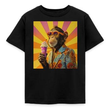 Eis Affe Sommer Eiskreme Eisdiele Schimpanse - Kinder T-Shirt - Schwarz - Vorne - AI Model Kid Female (0cm)