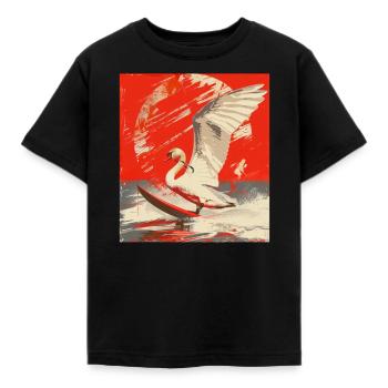 Surfeur Artiste Sports nautiques Popart Cygne surfeur - T-shirt Enfant - noir - Devant - AI Model Kid Female (0cm)