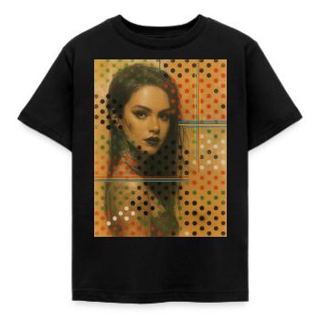 Italien Frau Pop Art Punkt Omikly Porträt Graffiti - Kinder T-Shirt - Schwarz - Vorne - AI Model Kid Female (0cm)