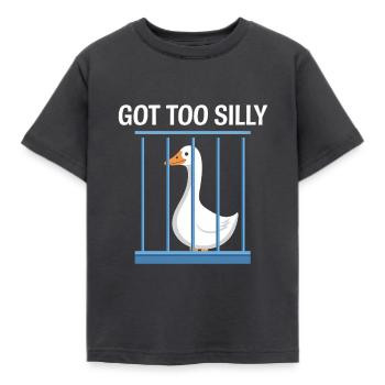 Funny goose in a cage - Kids' T-Shirt - dark grey - Front - AI Model Kid Female (0cm)