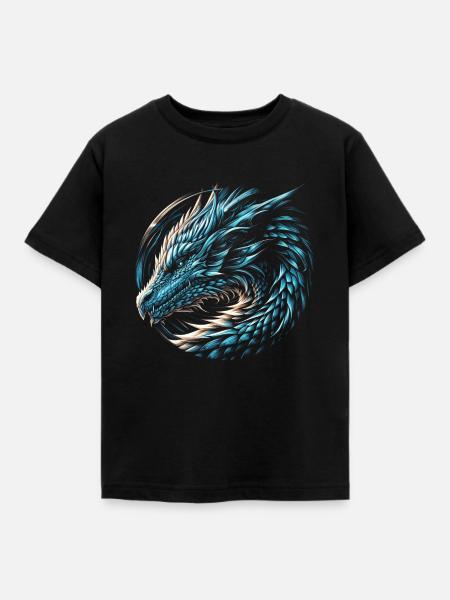 Blauer Fantasy Drache - Kinder T-Shirt - Schwarz