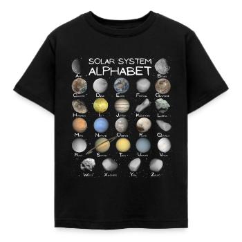 Sonnensystem ABC - Kinder T-Shirt - Schwarz - Vorne - AI Model Kid Female (0cm)