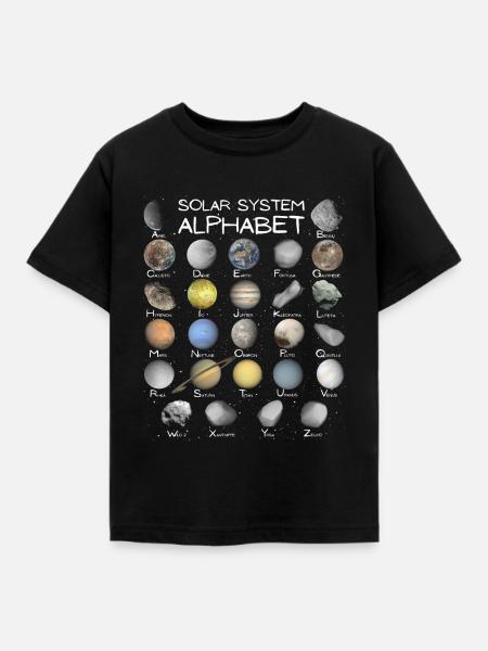 Sonnensystem ABC - Kinder T-Shirt - Schwarz