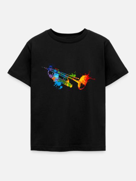 Splash Trompete - Kinder T-Shirt - Schwarz