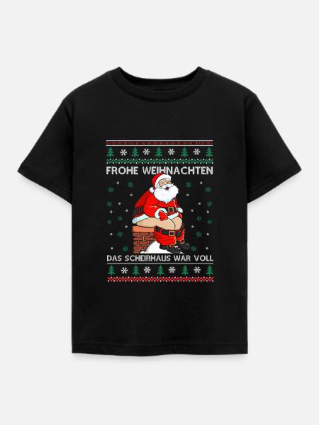 Weihnachtsmann kackt in Kamin - Kinder T-Shirt - Schwarz