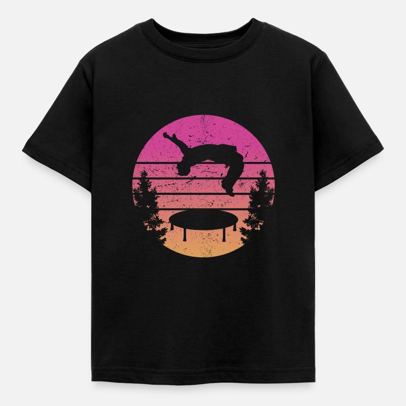 Trampolin Retro Backflip - Kinder T-Shirt - Schwarz
