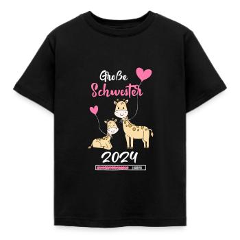 Große Schwester 2024 Mädchen Giraffe - Kinder T-Shirt - Schwarz - Vorne - AI Model Kid Female (0cm)