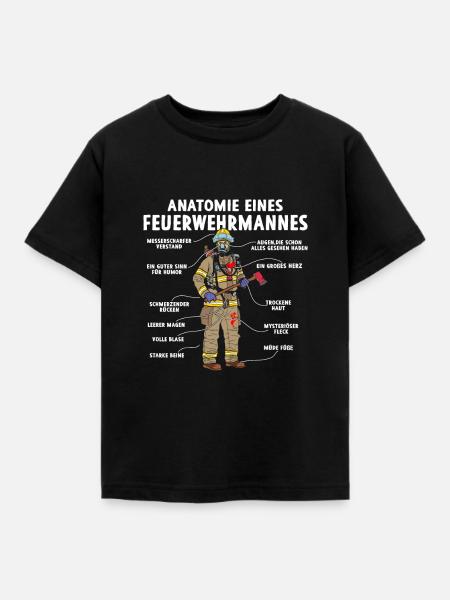 Anatomie eines Feuerwehrmannes - Kinder T-Shirt - Schwarz