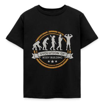 Bodybuilding Evolution - Kinder T-Shirt - Schwarz - Vorne - AI Model Kid Female (0cm)