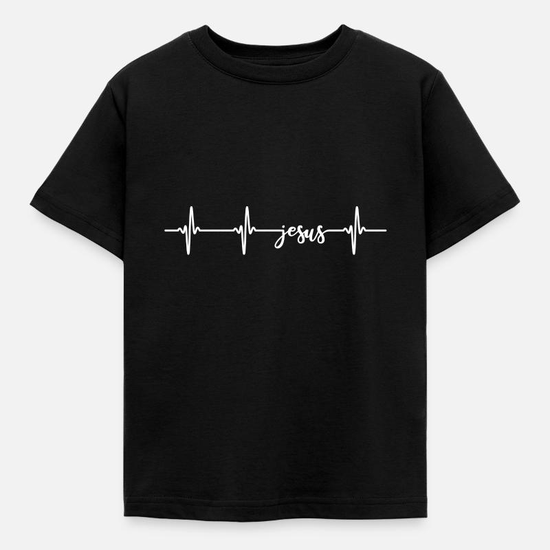 Jesus christlich Herzfrequenz - Kinder T-Shirt - Schwarz