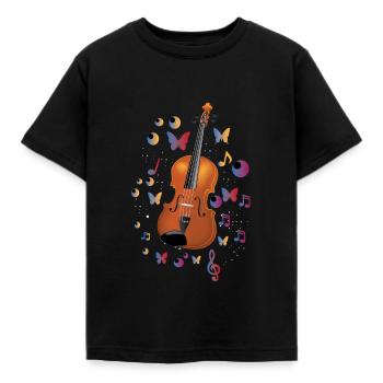 Geige Geschenkidee - Kinder T-Shirt - Schwarz - Vorne - AI Model Kid Female (0cm)