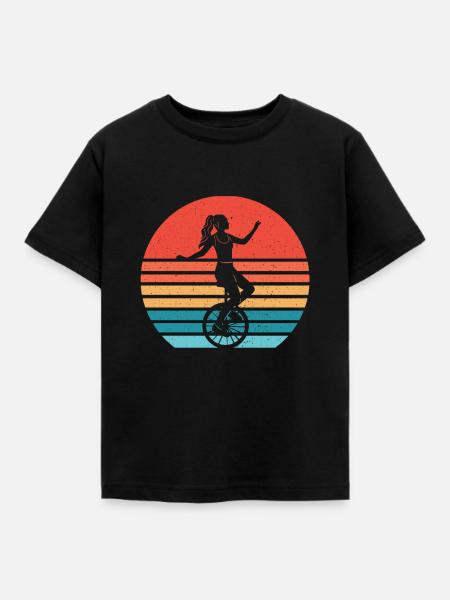 Einrad - Kinder T-Shirt - Schwarz