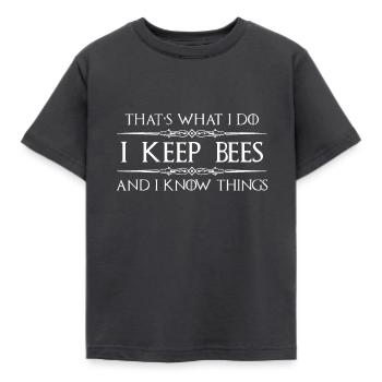 Cadeaux d’apiculteur - Je garde les abeilles et je sais les choses Beek - T-shirt Enfant - charbon - Devant - AI Model Kid Female (0cm)