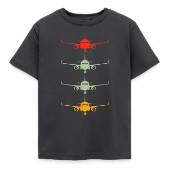 Aviation Flugzeug fliegende Fluggesellschaft Funny Vintage Pil - Kinder T-Shirt - Dunkelgrau - Vorne - AI Model Kid Female (0cm)