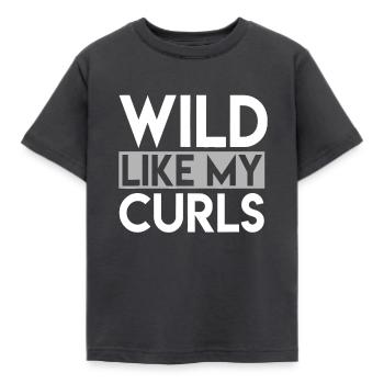 Wild wie meine Locken Lustiges Sprichwort Kleinkind lockiges Haar - Kinder T-Shirt - Dunkelgrau - Vorne - AI Model Kid Female (0cm)