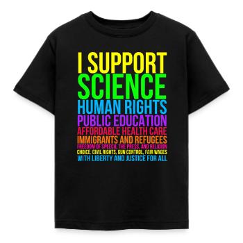 Wissenschaft, Menschenrechte, Bildung, Gesundheit, Freiheit - Kinder T-Shirt - Schwarz - Vorne - AI Model Kid Female (0cm)