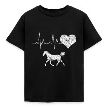 Pferdeliebe Pferd Herzschlag Geschenk für Reiter - Kinder T-Shirt - Schwarz - Vorne - AI Model Kid Female (0cm)
