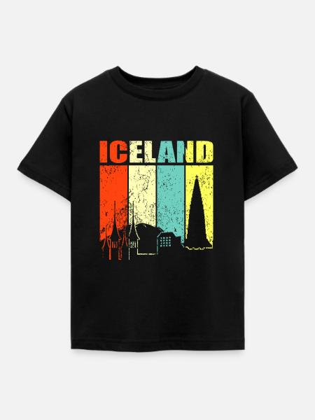 Island - Kinder T-Shirt - Schwarz