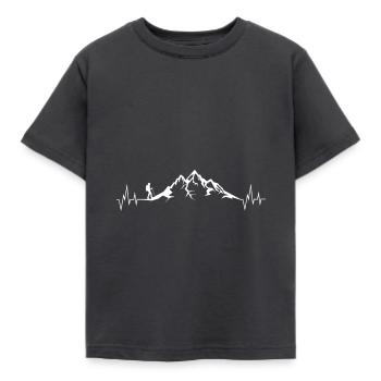 Heartbeat Hiking Mountaineers Alps Mountains Running - Kids' T-Shirt - dark grey - Front - AI Model Kid Female (0cm)