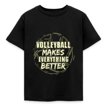 Volleyball - Kinder T-Shirt - Schwarz - Vorne - AI Model Kid Female (0cm)