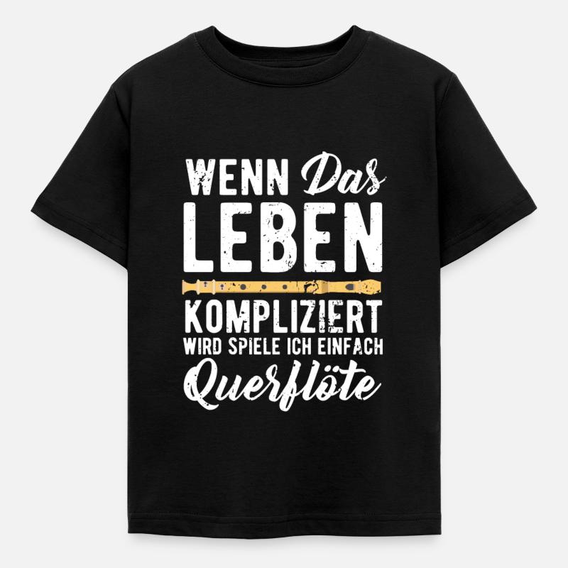 Querflöte - Kinder T-Shirt - Schwarz