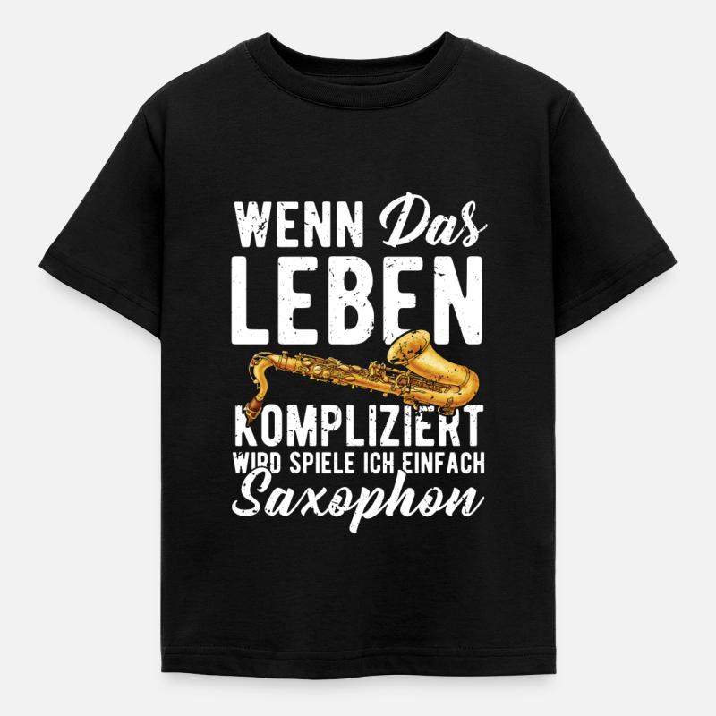 Saxophone - Kinder T-Shirt - Schwarz
