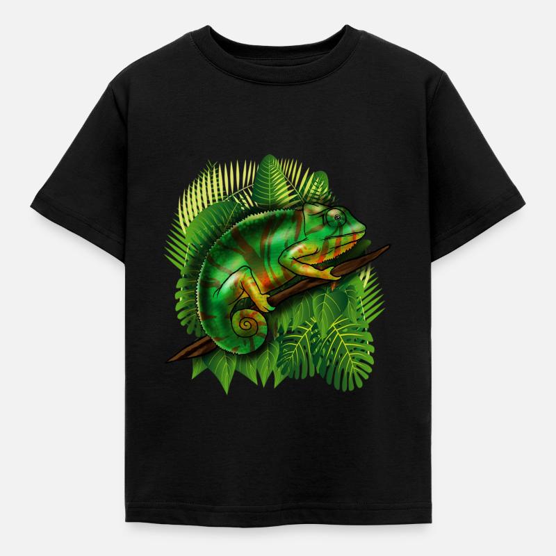 Chamäleon-Dschungel-tierisches cooles Eidechsen-tropisches Geschenk - Kinder T-Shirt - Schwarz
