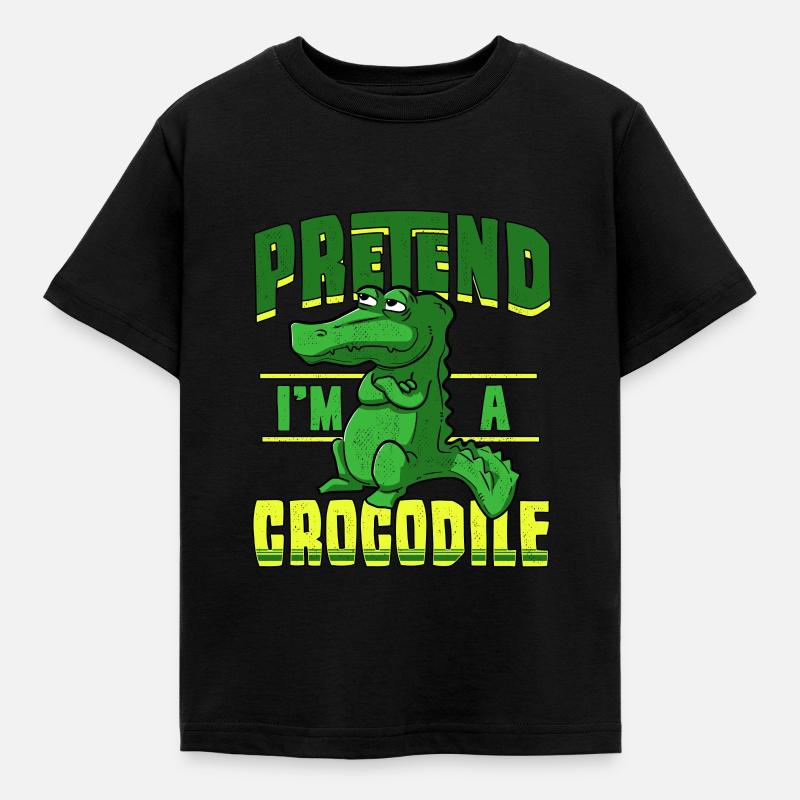 cool crocodile with saying - Kids' T-Shirt - black