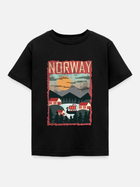Norwegen - Kinder T-Shirt - Schwarz