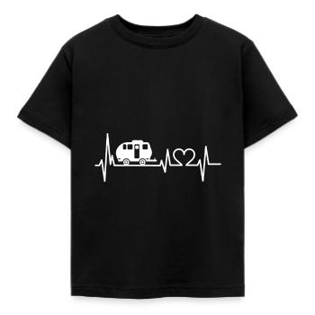 Camping Herzschlag EKG Wohnwagen Wohnmobil Camper - Kinder T-Shirt - Schwarz - Vorne - AI Model Kid Female (0cm)