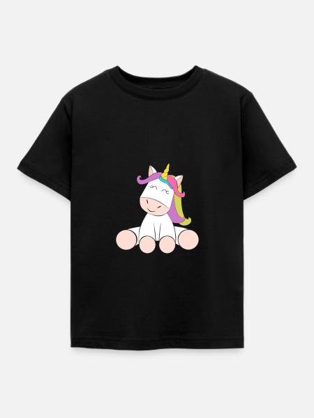 Einhorn - Kinder T-Shirt - Schwarz