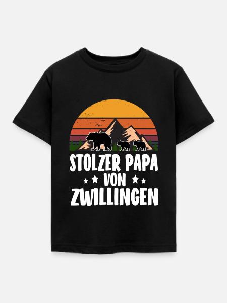 Zwillinge Papa Zwillingspapa - Kinder T-Shirt - Schwarz