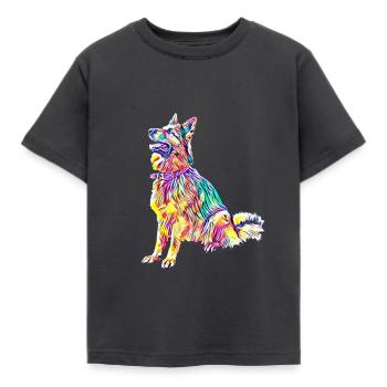 German Shepherd - Kids' T-Shirt - dark grey - Front - AI Model Kid Female (0cm)
