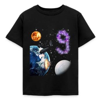 9. Geburtstag Kinder Weltraum - Kinder T-Shirt - Schwarz - Vorne - AI Model Kid Female (0cm)