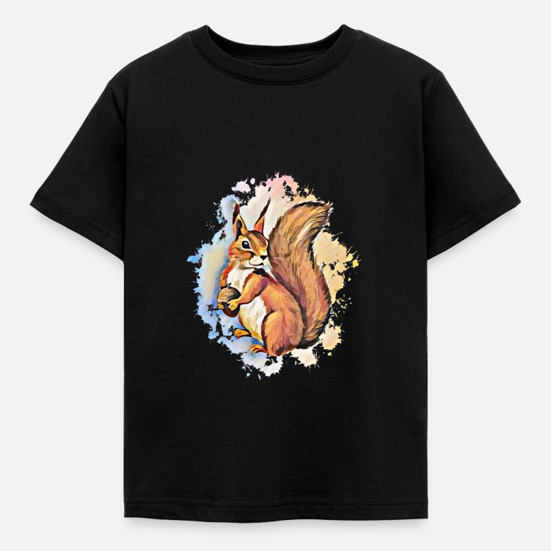 Eichhörnchen - Kinder T-Shirt - Schwarz