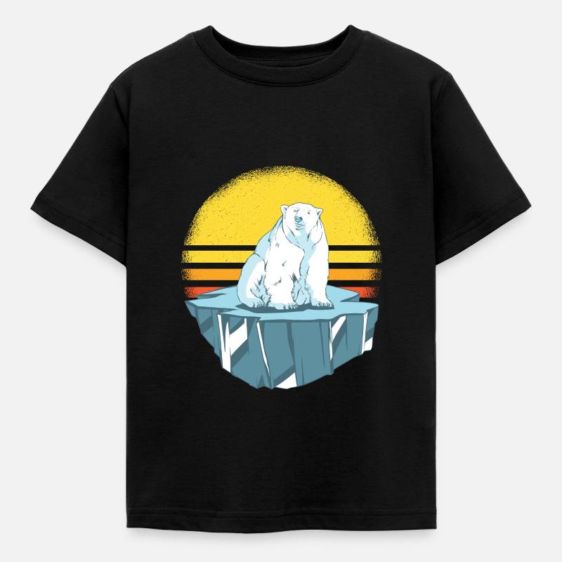 Eisbär auf Eisberg Eisbären Geschenkidee - Kinder T-Shirt - Schwarz