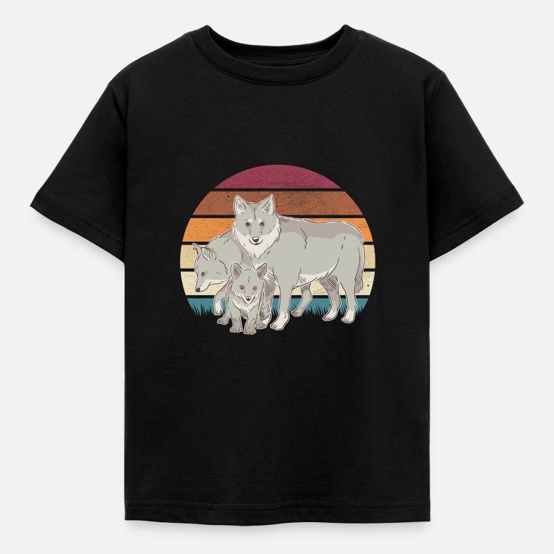 Wolfsrudel Wölfe Wolf - Børne-T-shirt - sort
