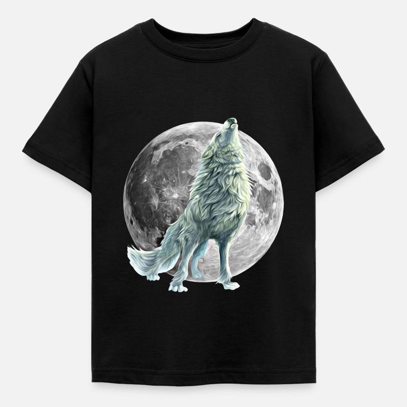 Wolf - Kinder T-Shirt - Schwarz
