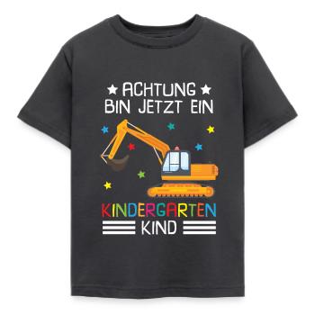 Ich Bin Jetzt Ein Kindergartenkind Bagger - Kinder T-Shirt - Dunkelgrau - Vorne - AI Model Kid Female (0cm)