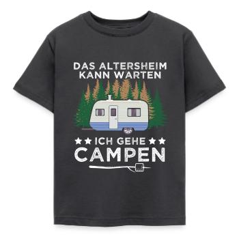 Camping Opa Wohnwagen Womo Geschenk - Kinder T-Shirt - Dunkelgrau - Vorne - AI Model Kid Female (0cm)