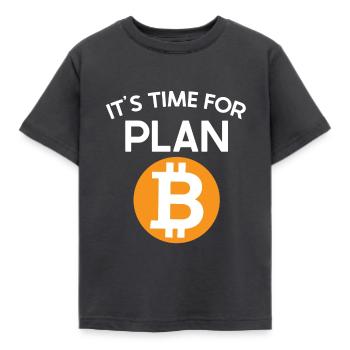 Time For Plan B Bicoin BTC Crypto Moon - Kids' T-Shirt - dark grey - Front - AI Model Kid Female (0cm)