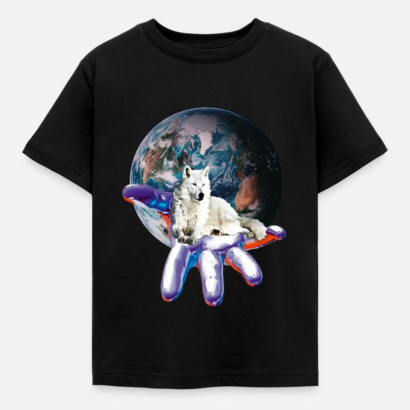 Wolf - Kinder T-Shirt - Schwarz