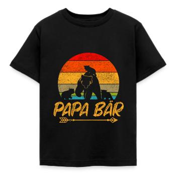Papa Bär mit drei Kindern dreifach Vater - Kinder T-Shirt - Schwarz - Vorne - AI Model Kid Female (0cm)