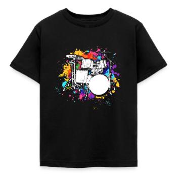 Schlagzeug - Kinder T-Shirt - Schwarz - Vorne - AI Model Kid Female (0cm)