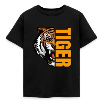Tiger - Kinder T-Shirt - Schwarz - Vorne - AI Model Kid Female (0cm)
