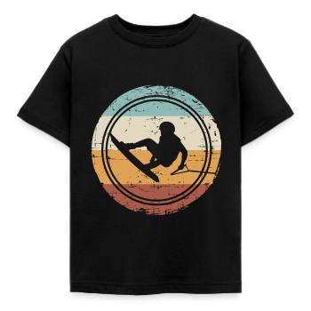 Retro Vintage Wakeboard Wakeboarder Wakeboarding - Kinder T-Shirt - Schwarz - Vorne - AI Model Kid Female (0cm)